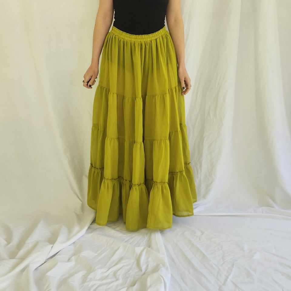 Y2K Green Sheer Maxi Skirt