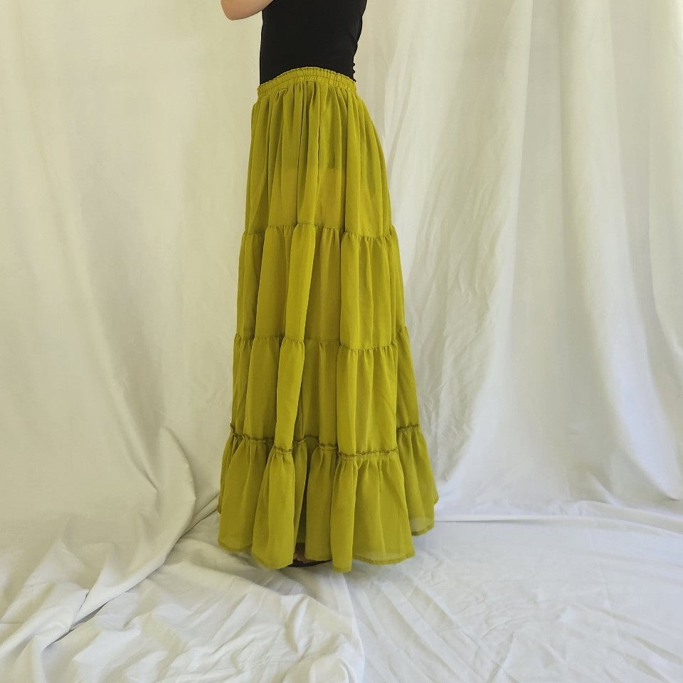 Y2K Green Sheer Maxi Skirt