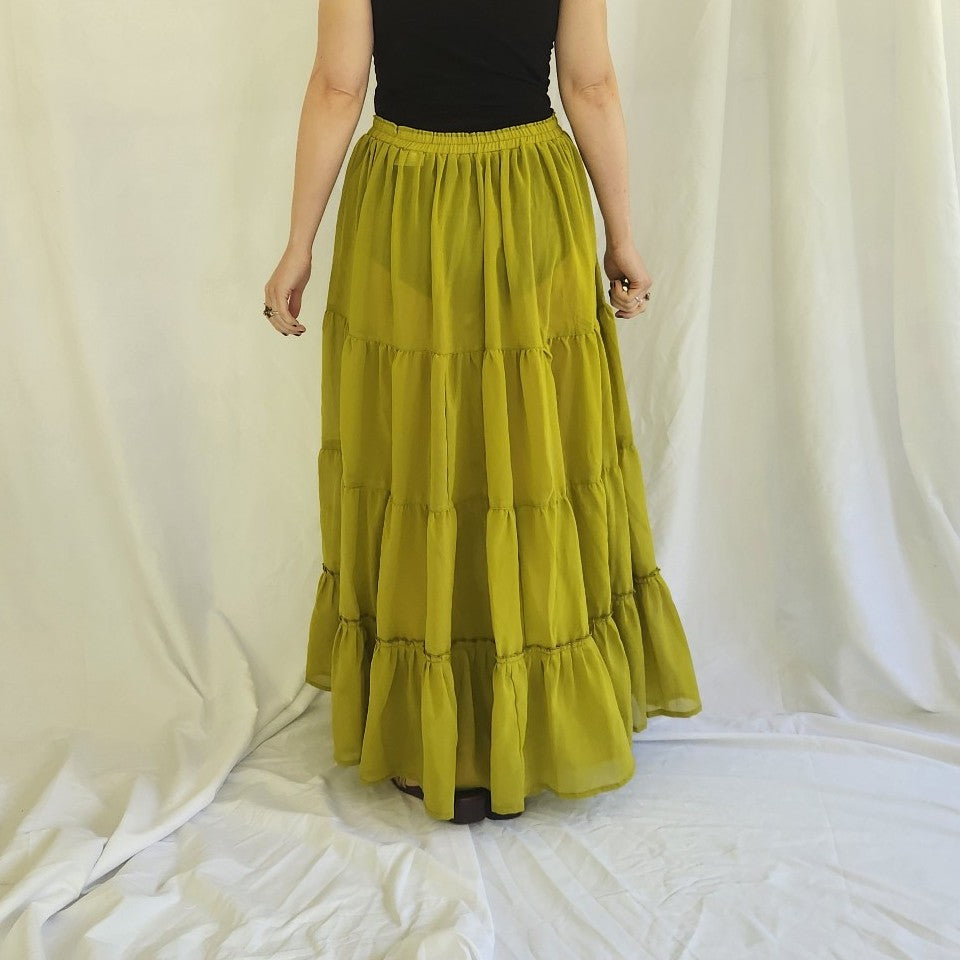 Y2K Green Sheer Maxi Skirt