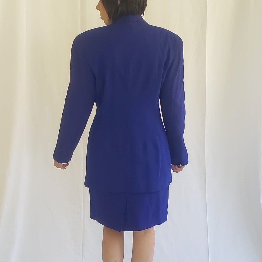 90s Blue Casual Corner Skirt Suit