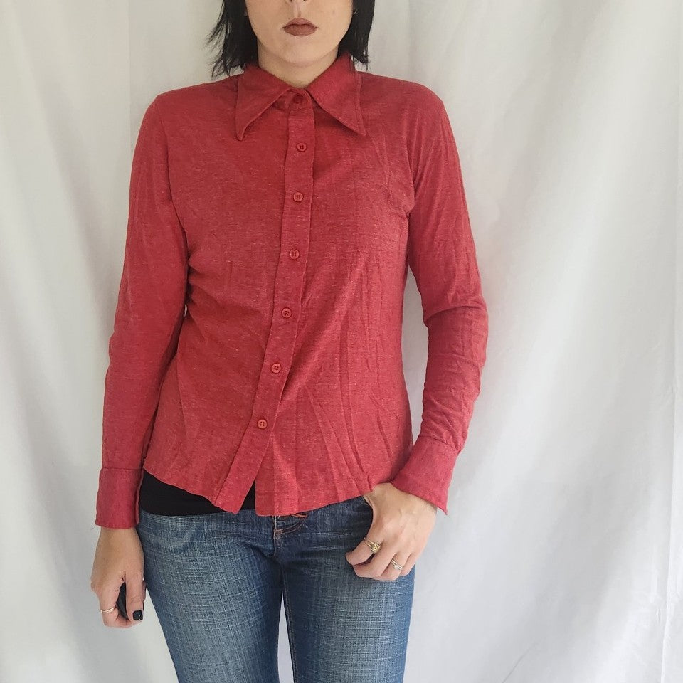 70s Red Button Down Shirt