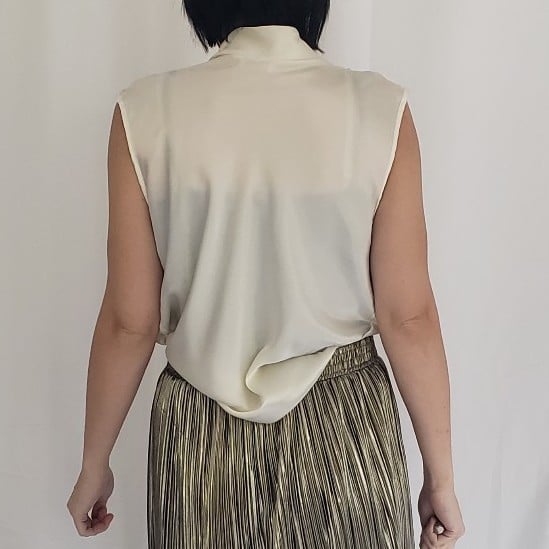 80s/90s White Satin Sleeveless Blouse