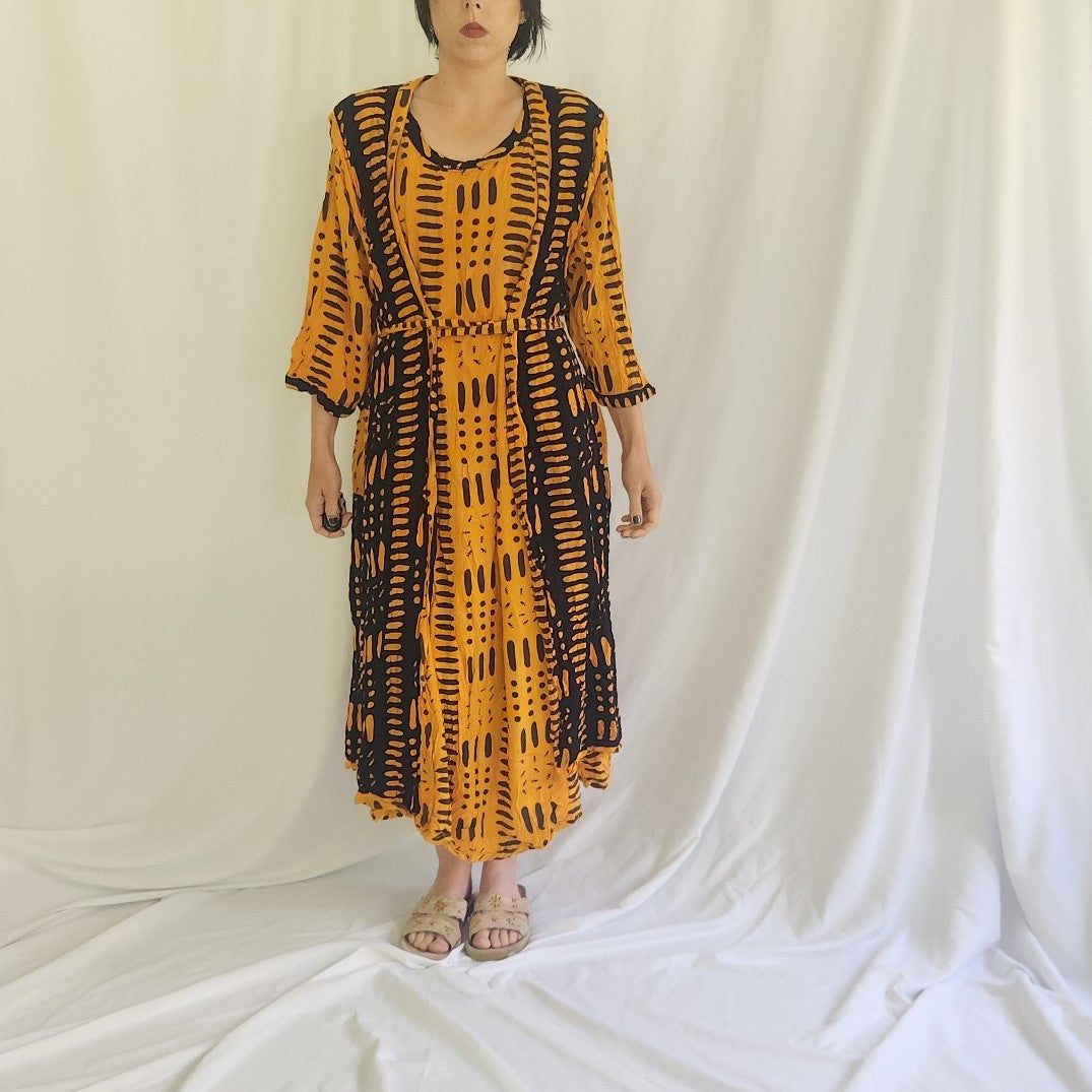 80s/90s Yellow and Black Layered Kaftan