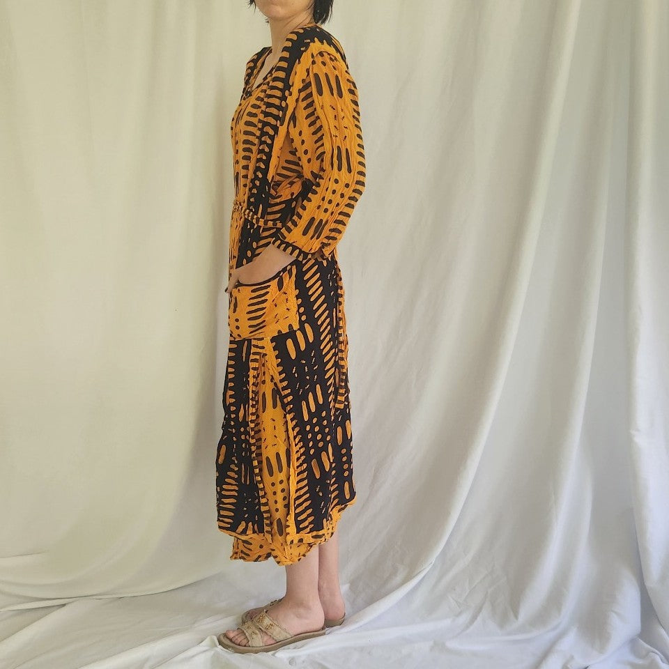 80s/90s Yellow and Black Layered Kaftan