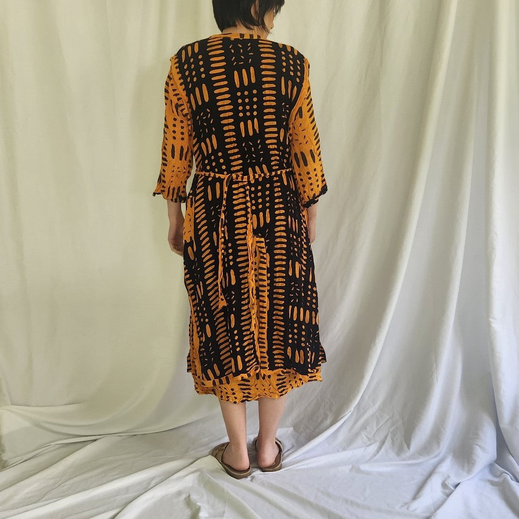 80s/90s Yellow and Black Layered Kaftan