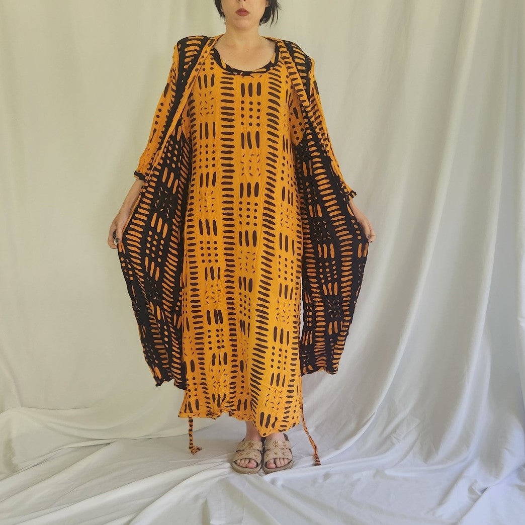 80s/90s Yellow and Black Layered Kaftan