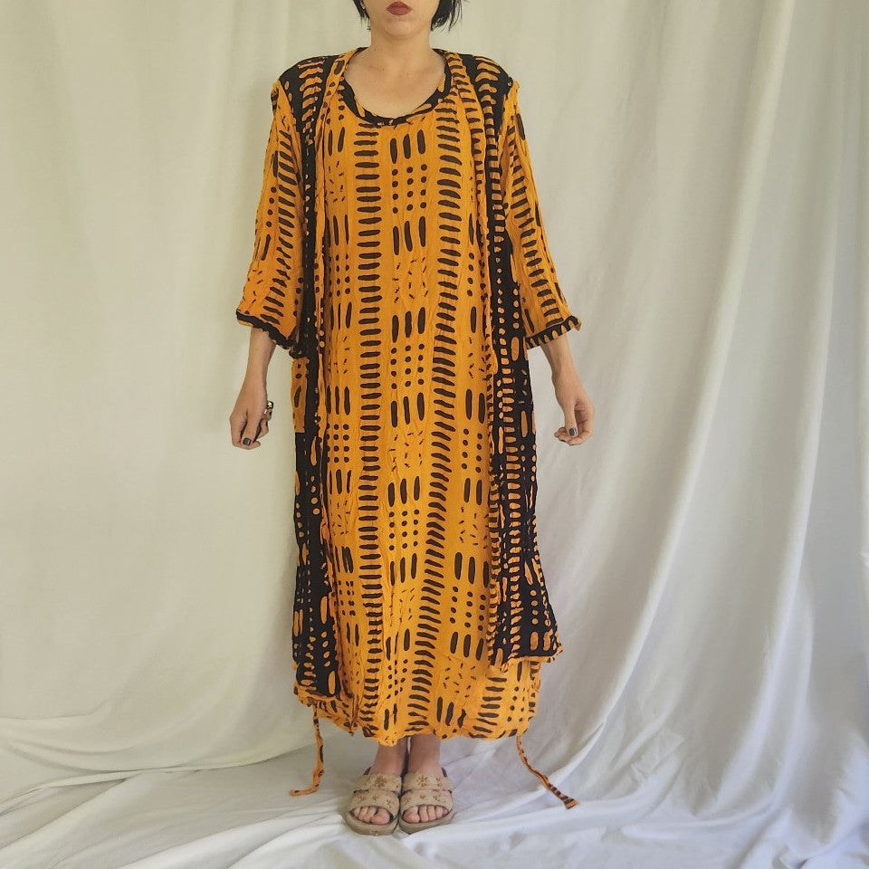 80s/90s Yellow and Black Layered Kaftan