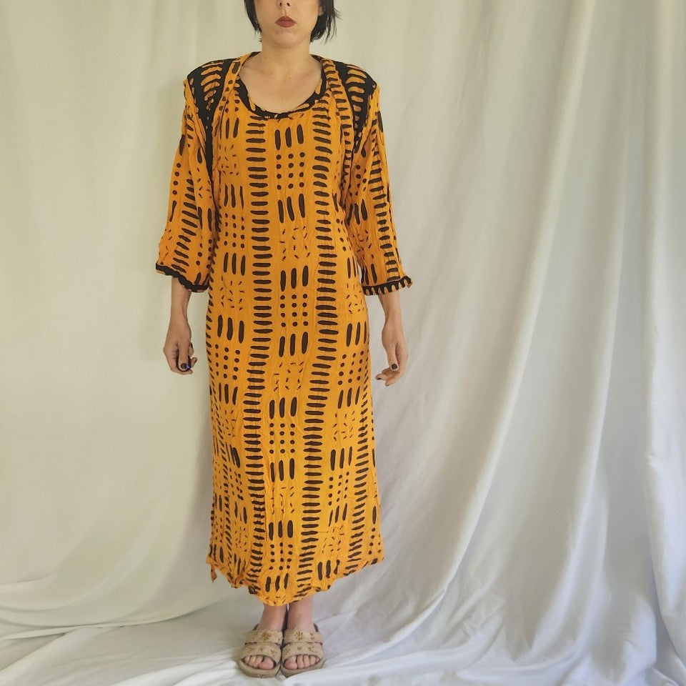 80s/90s Yellow and Black Layered Kaftan