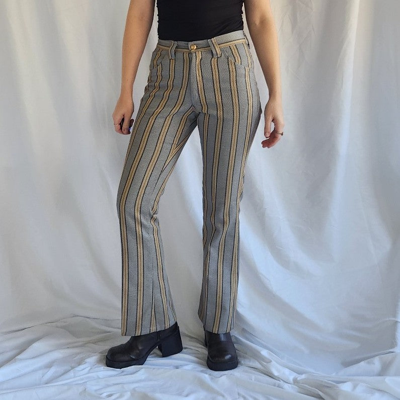 70s Gray and Tan Striped Pants