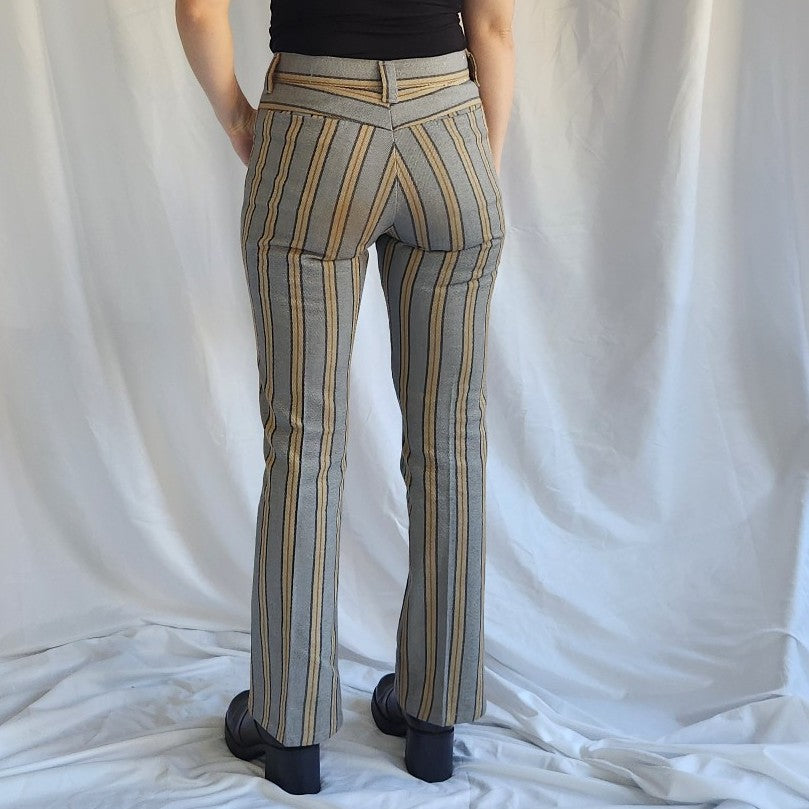 70s Gray and Tan Striped Pants