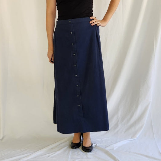 90s/00s Blue Button Down Maxi Skirt