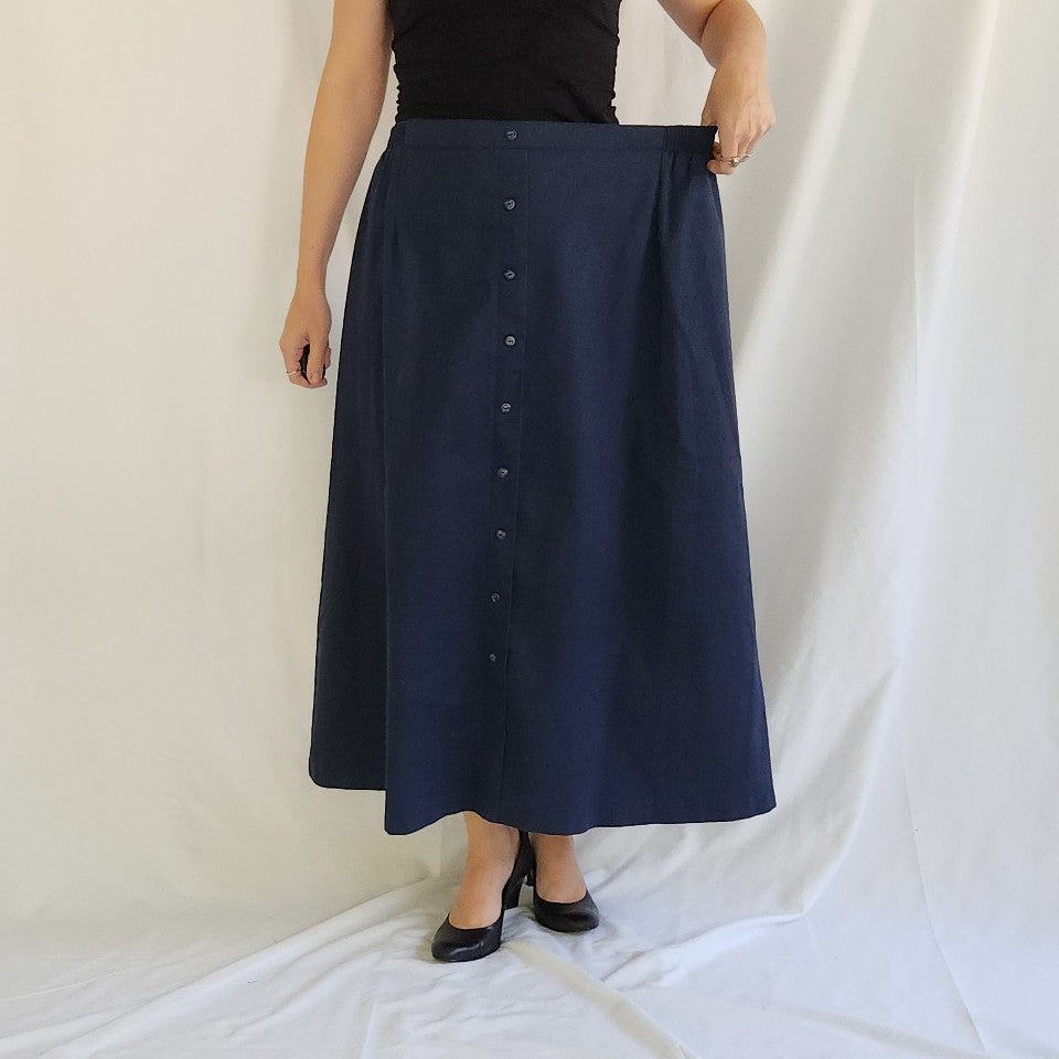 90s/00s Blue Button Down Maxi Skirt