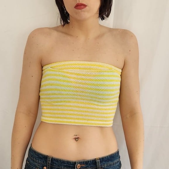 70s Yellow and White Tube Top