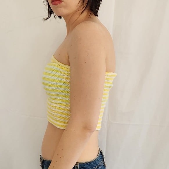70s Yellow and White Tube Top