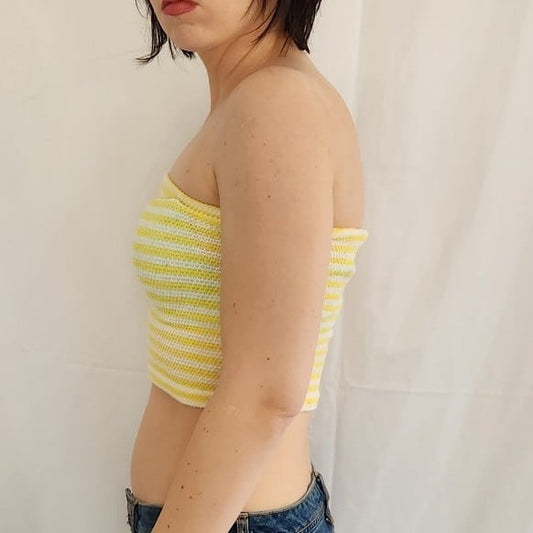 70s Yellow and White Tube Top