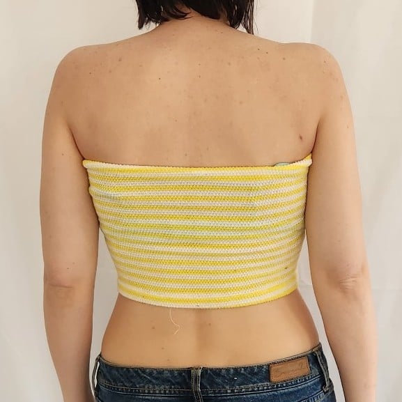 70s Yellow and White Tube Top