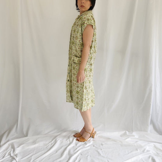 60s Green and Pink Home Made Shift Dress