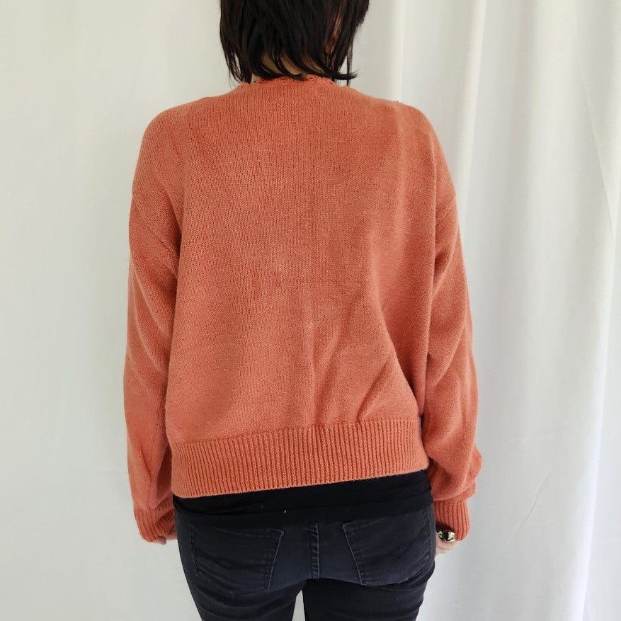 90s Coral Crochet Front Cardigan