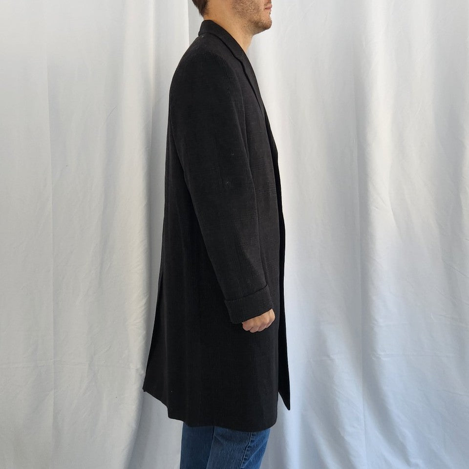 70s(?) Dark Gray Plaid Wool Overcoat