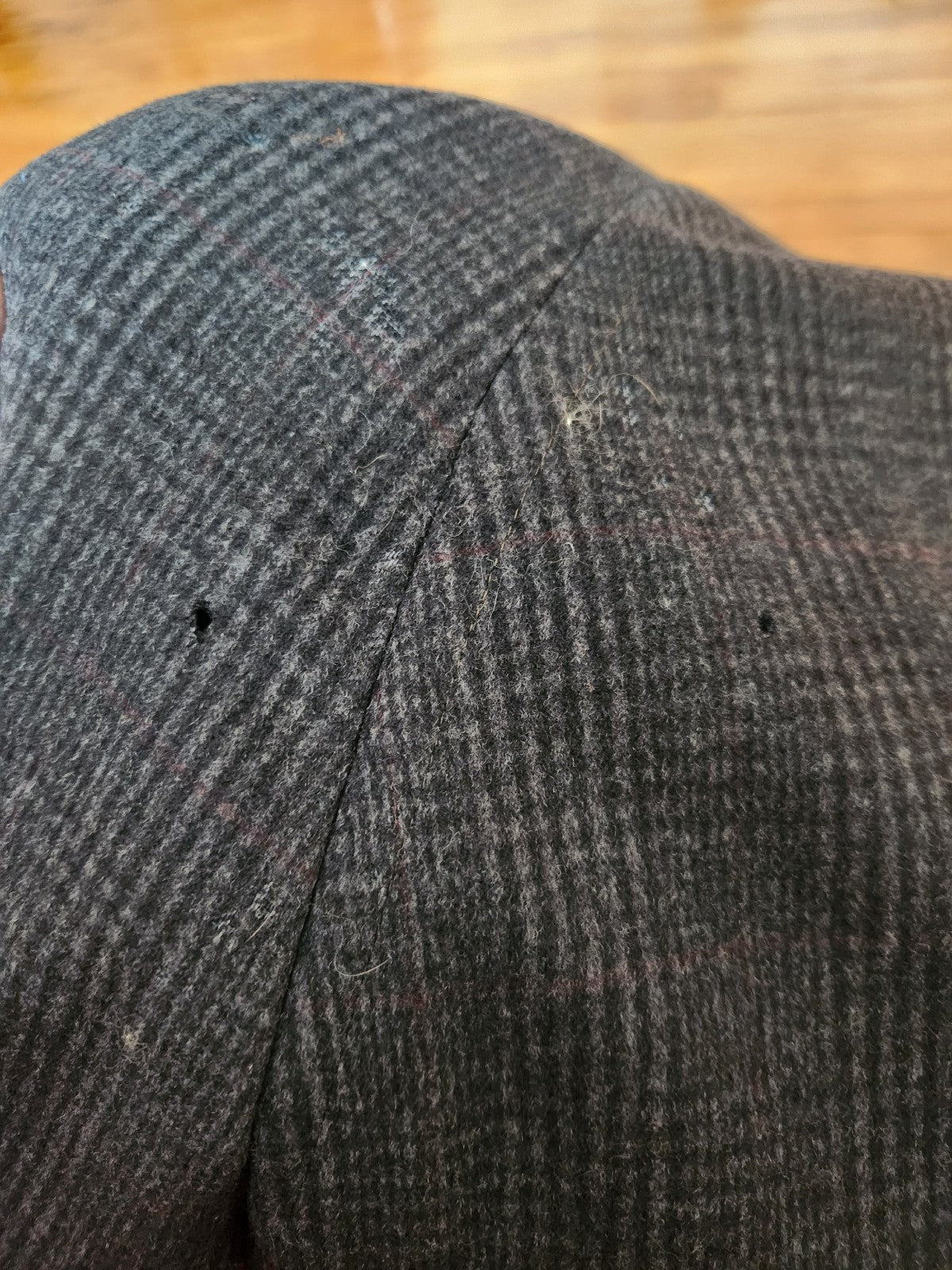 70s(?) Dark Gray Plaid Wool Overcoat