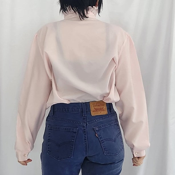80s Pink Frilly Blouse