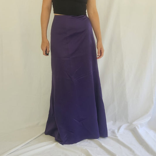 90s/Y2K Purple Satin Maxi Skirt