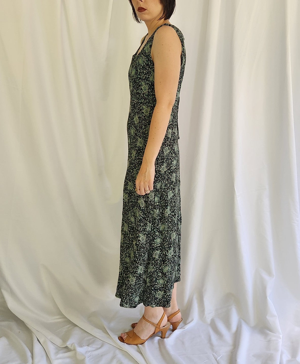 90s Green and Blue Floral Sundress