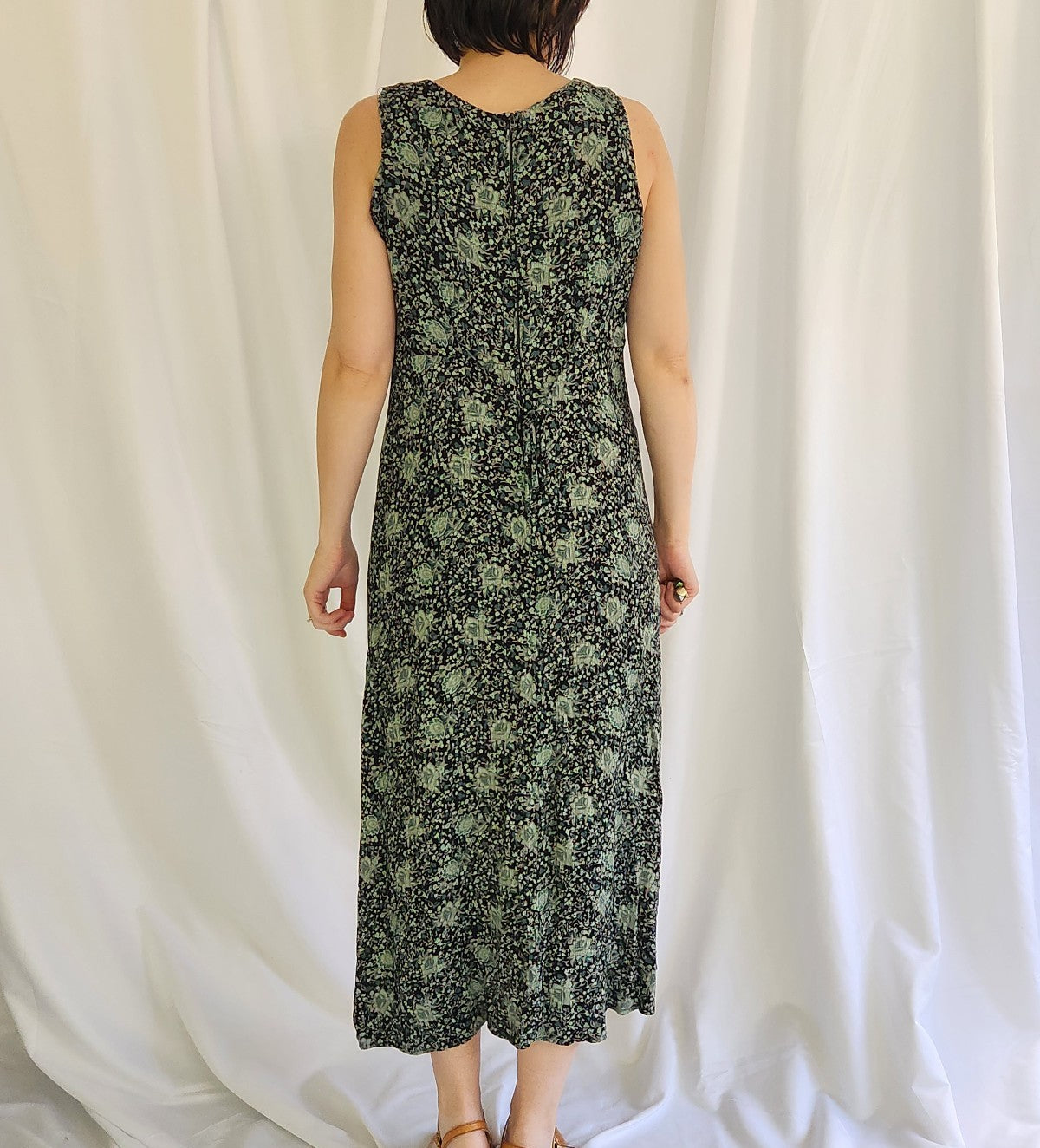 90s Green and Blue Floral Sundress