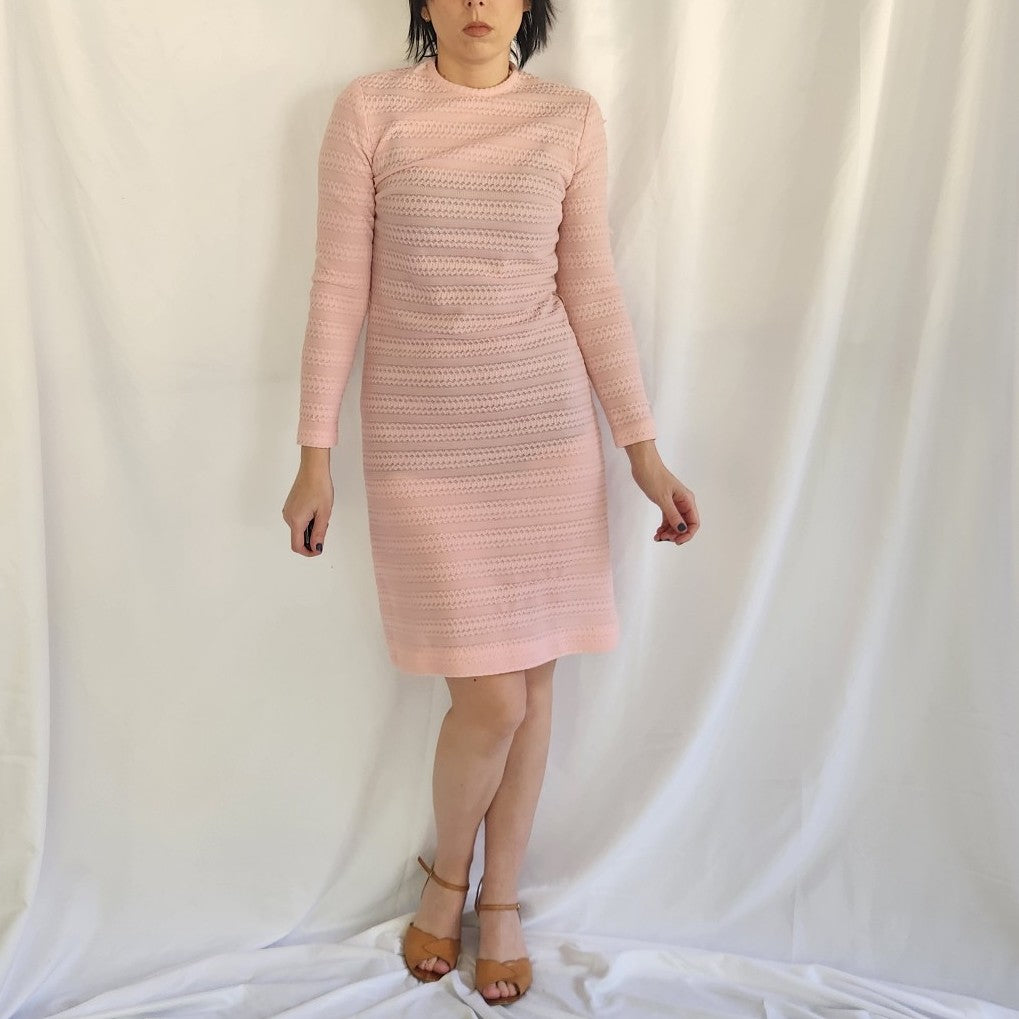 60s Pink Long Sleeve Dress