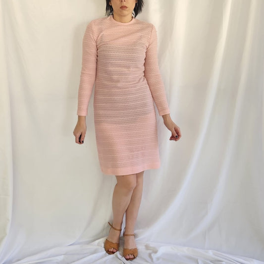 60s Pink Long Sleeve Dress