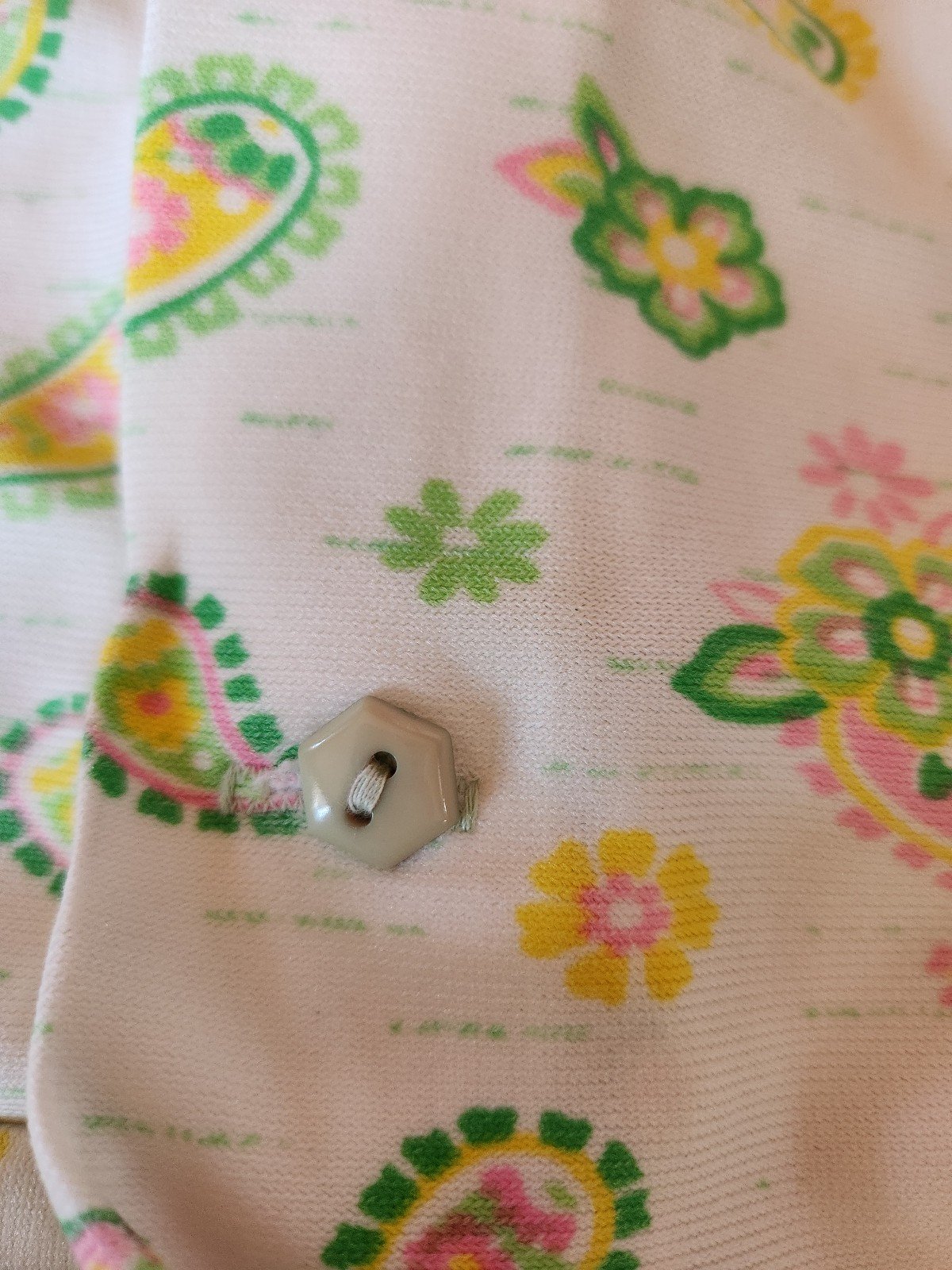 70s Green and White Paisley Dress