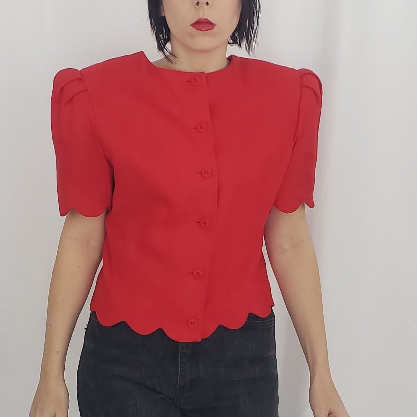 80s Red Saks Fifth Avenue Blouse