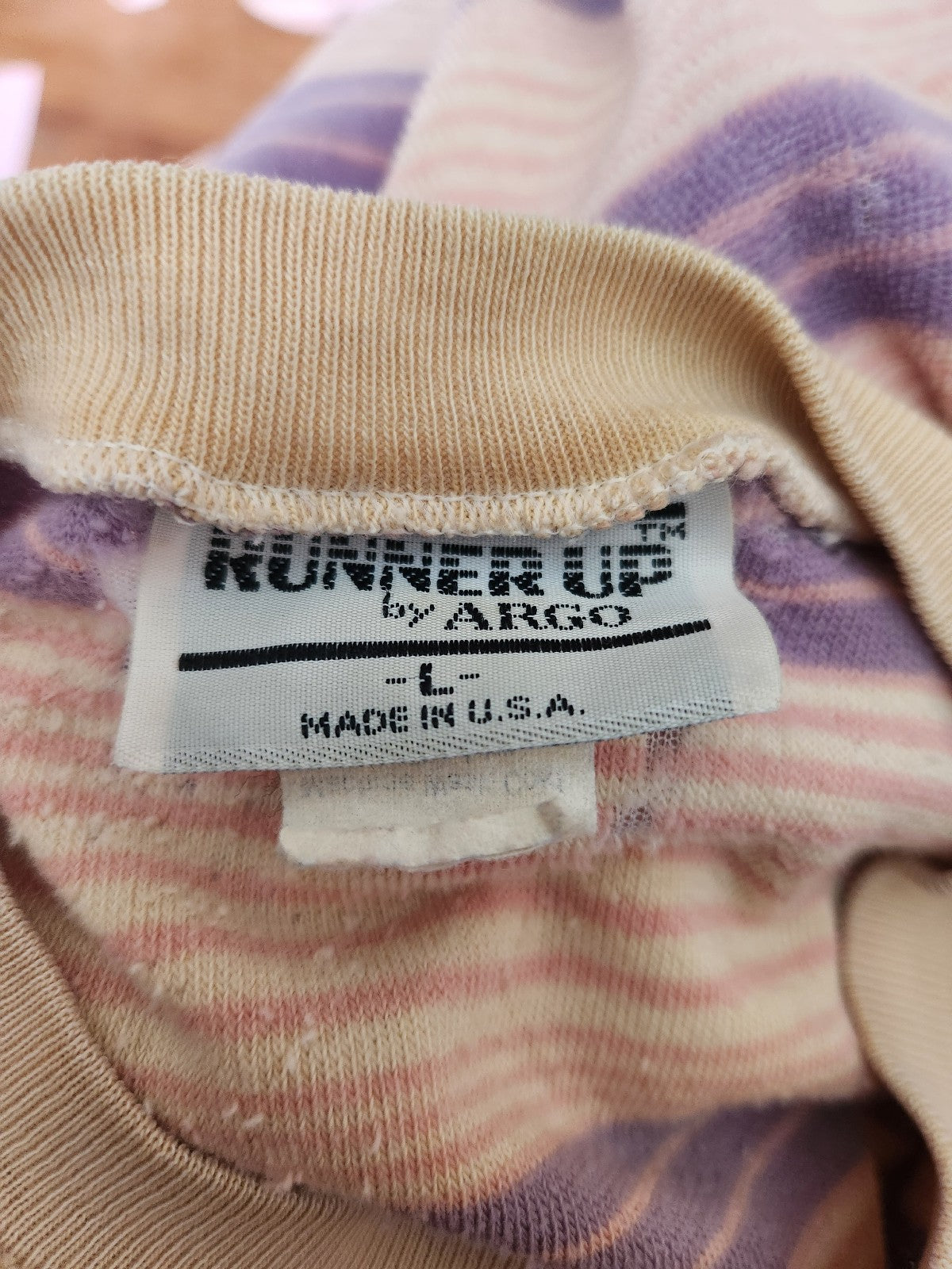 80s Pink and Purple Striped Terrycloth Sweatshirt