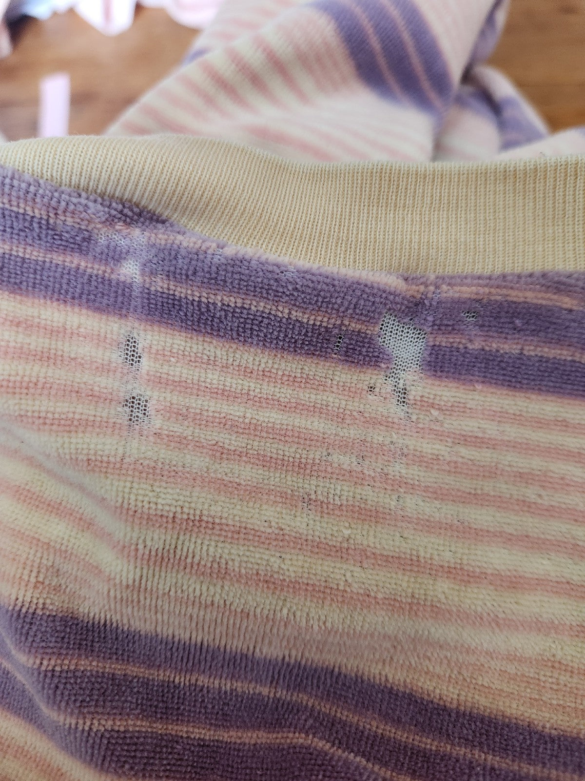 80s Pink and Purple Striped Terrycloth Sweatshirt
