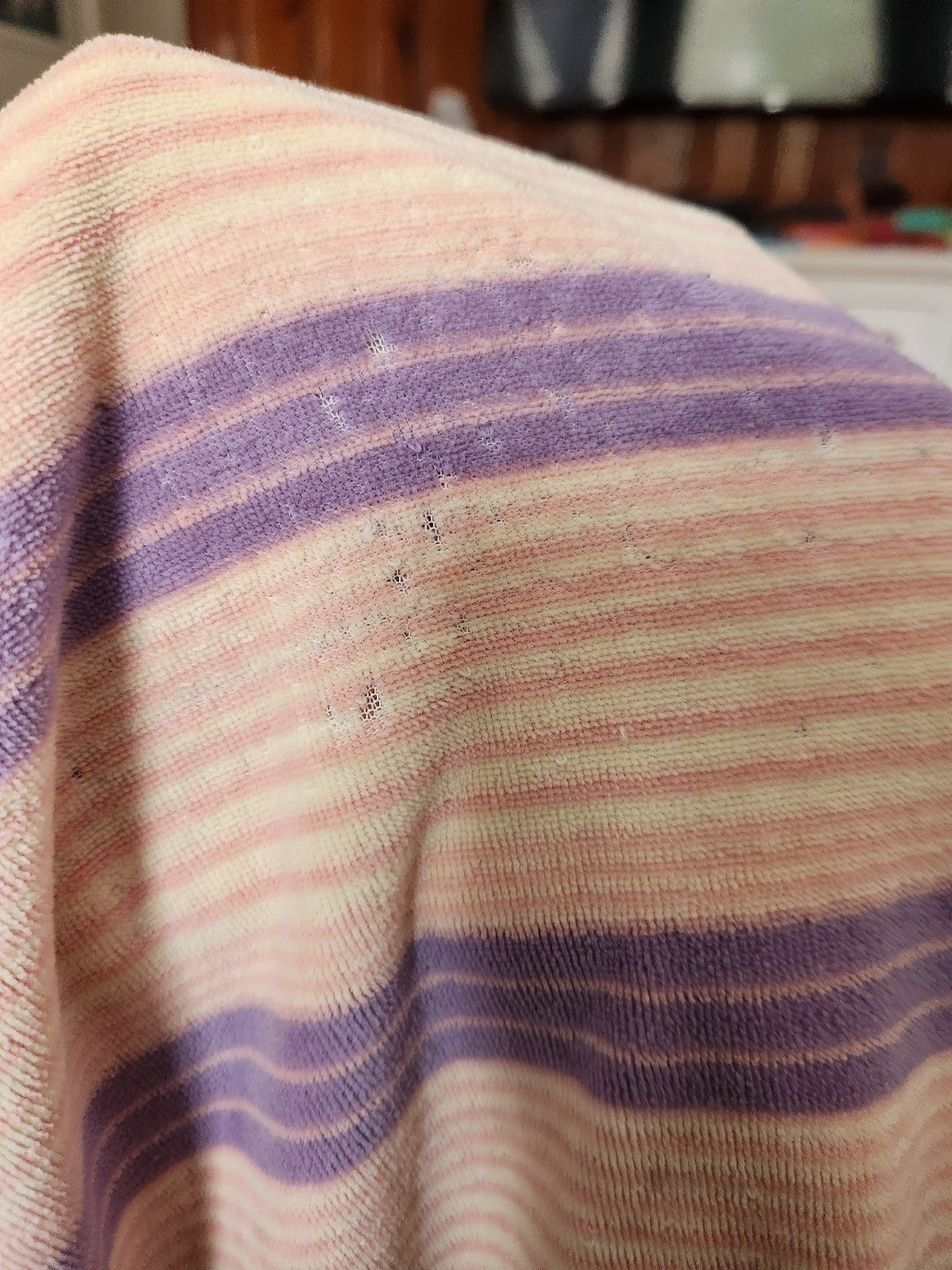80s Pink and Purple Striped Terrycloth Sweatshirt