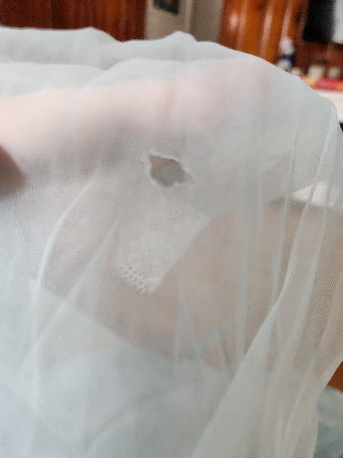 60s/70s Sheer Blue and awhite Robe