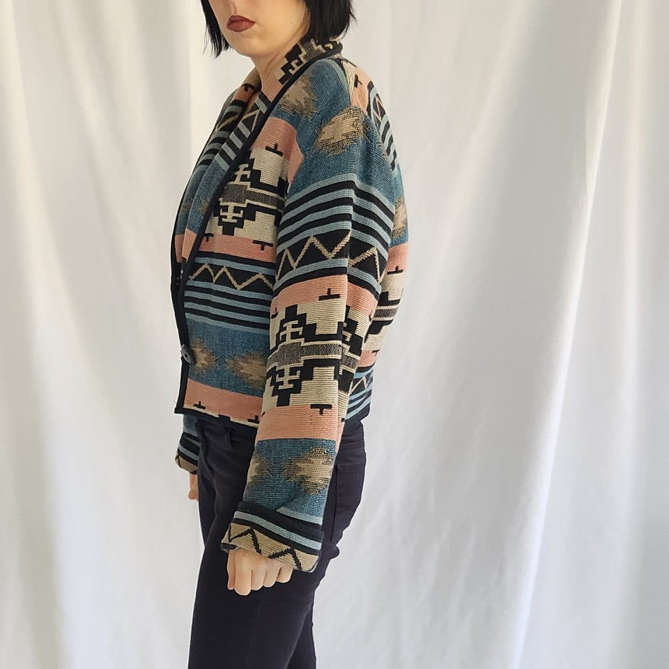 90s/00s 100% Cotton Cropped Southwest Print Jacket
