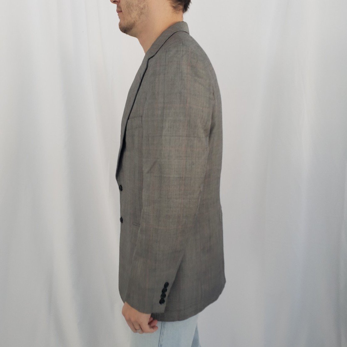 80s/90s Gray Plaid Suit Jacket