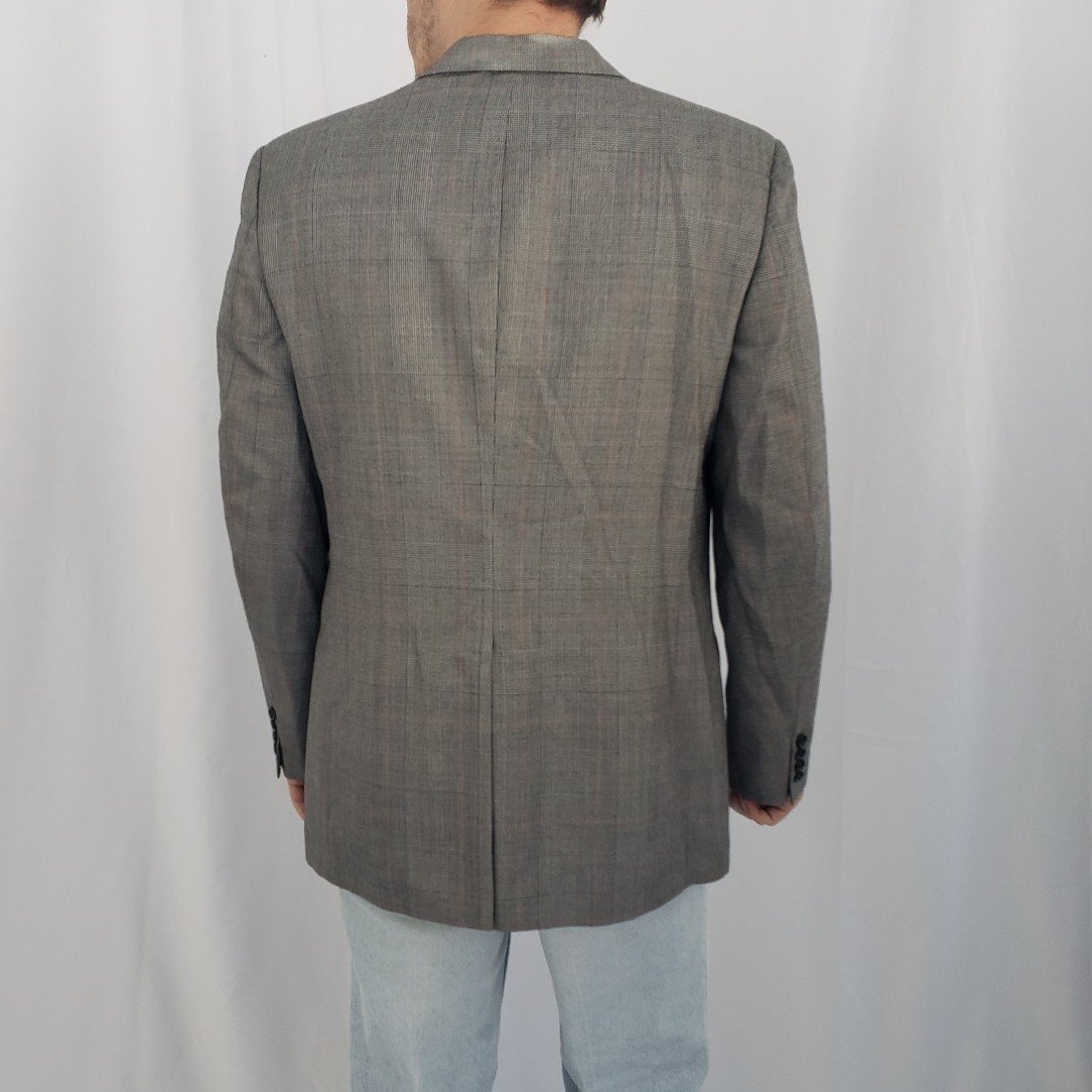 80s/90s Gray Plaid Suit Jacket