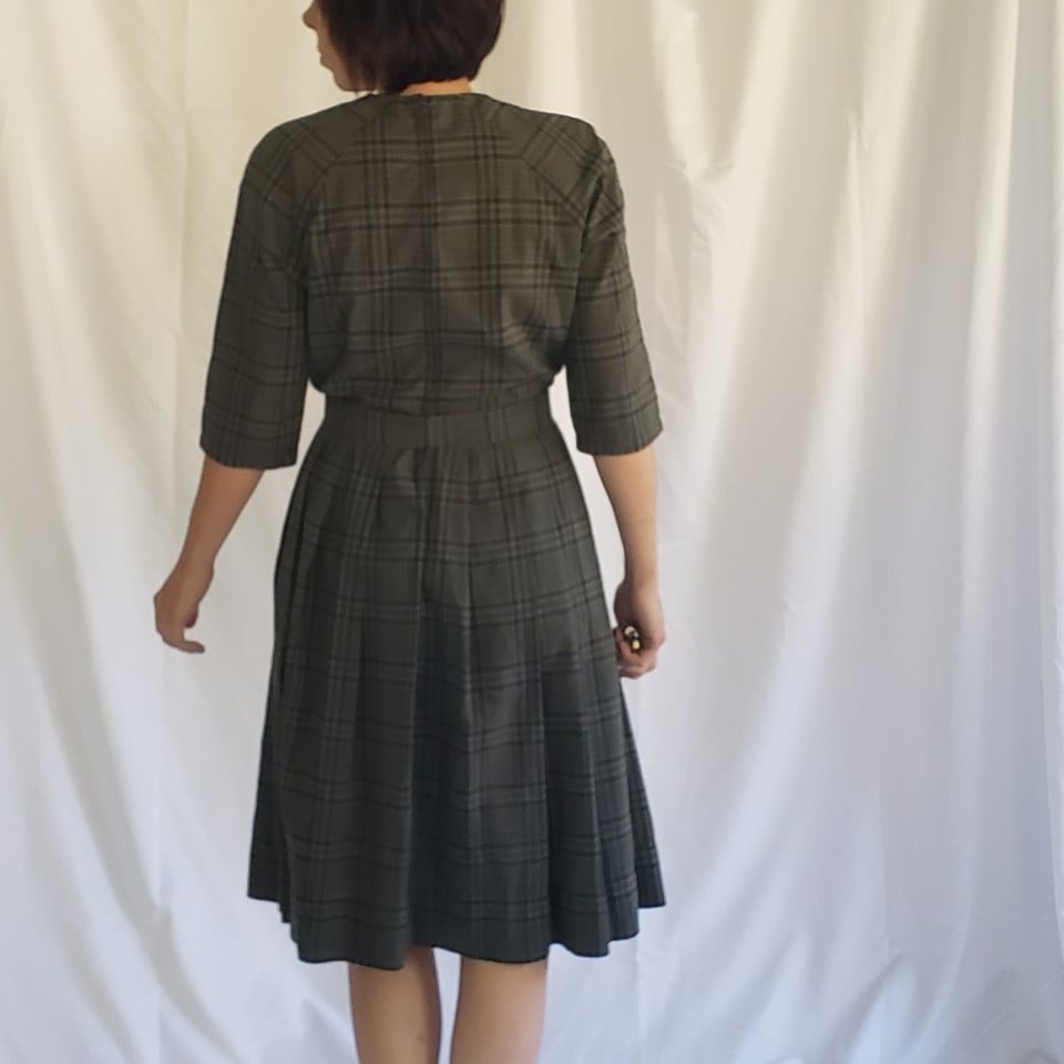 50s/60s Green and Blue Homemade Day Dress