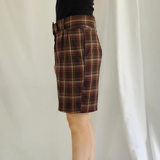 Y2K Brown Plaid Skirt