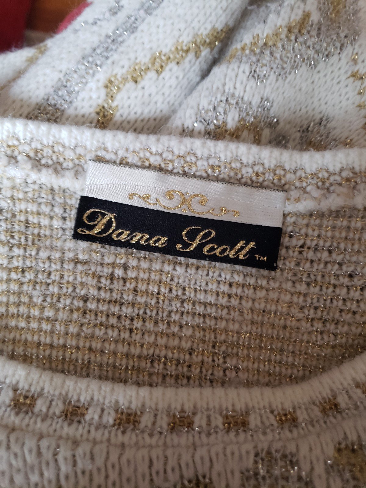 80s White, Gold, and Silver Crew Neck Sweater