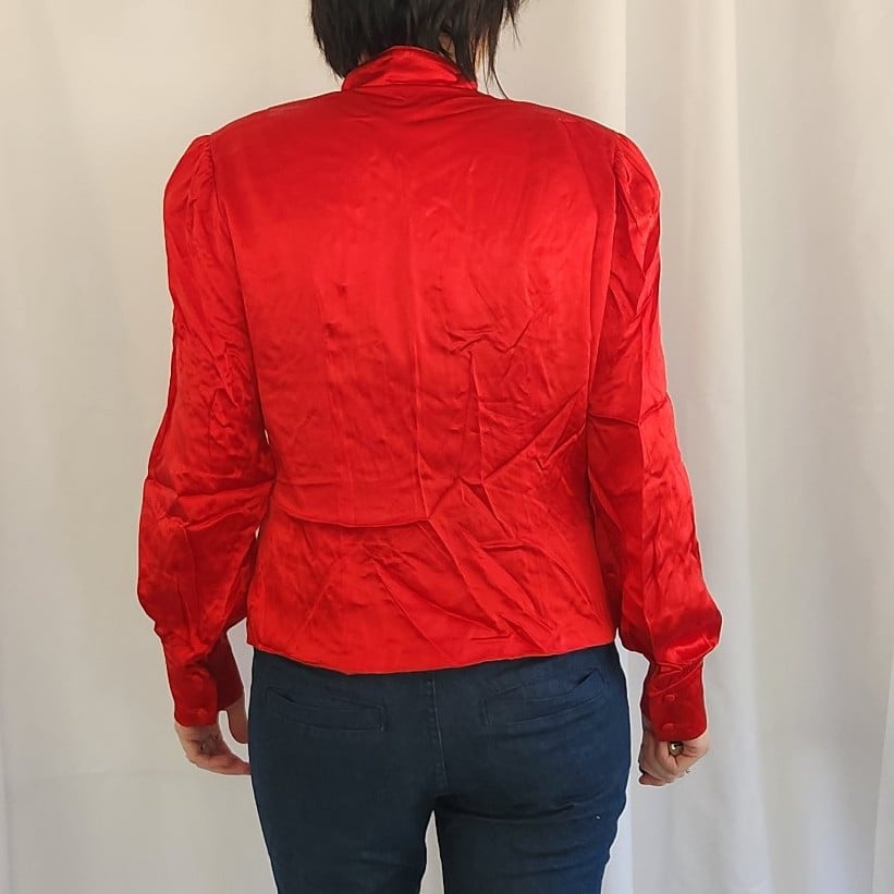 80s Does 40s (or potentially 40s) Red Satin Blouse