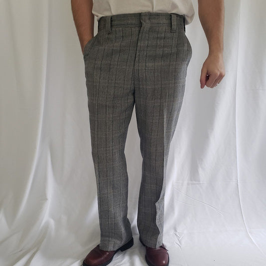 70s/80s Gray and Blue Plaid Trousers