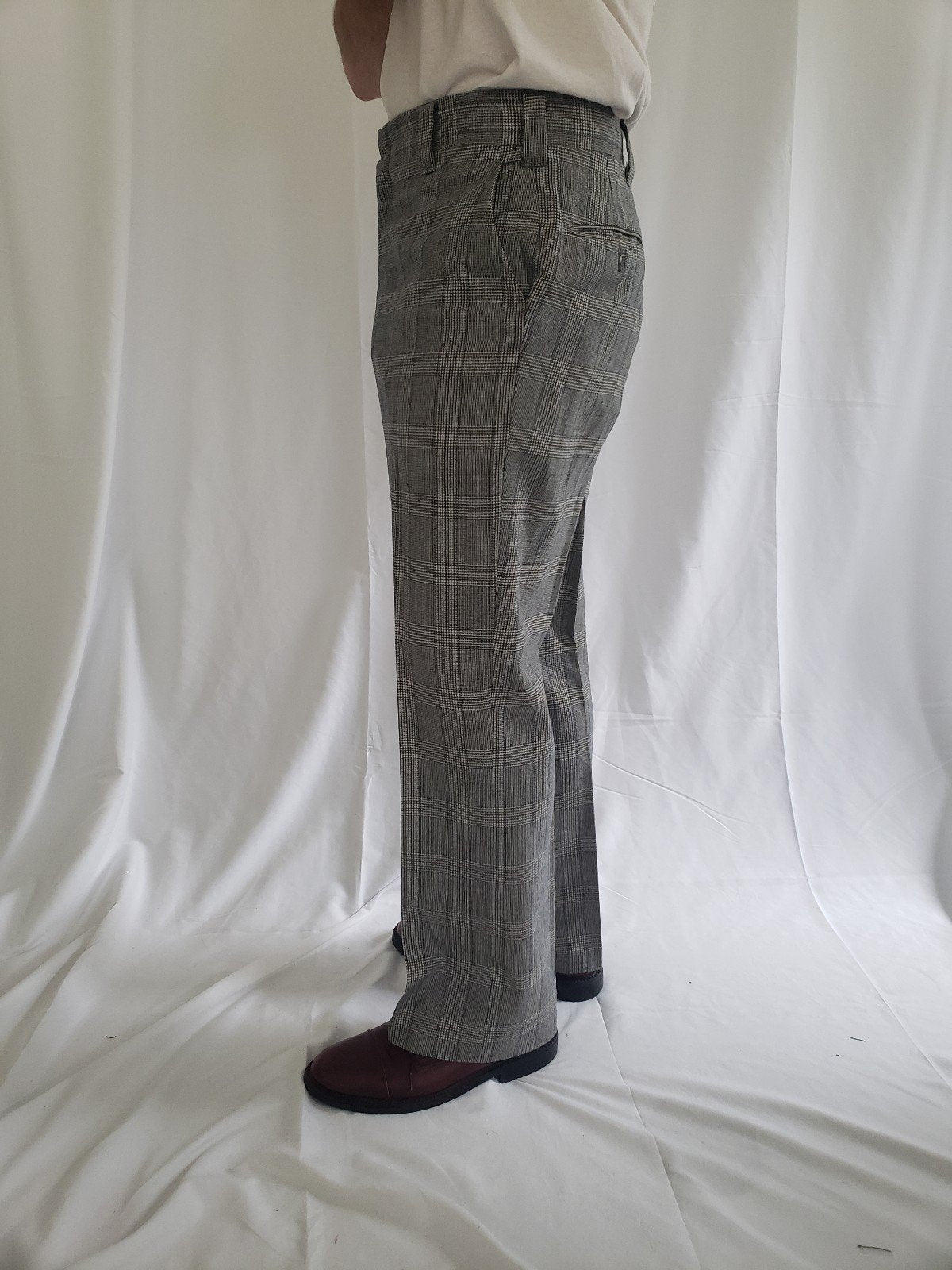 70s/80s Gray and Blue Plaid Trousers