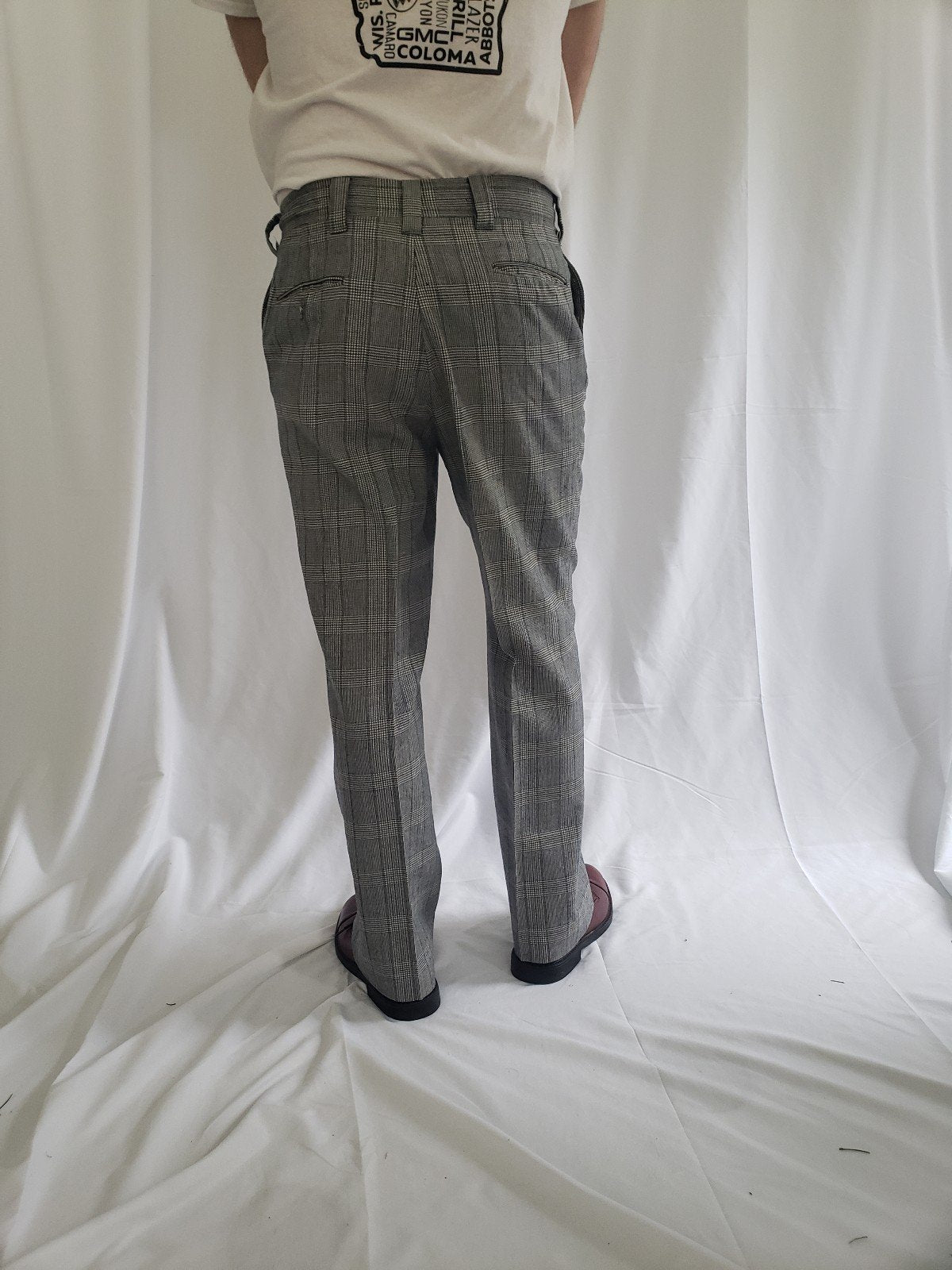 70s/80s Gray and Blue Plaid Trousers