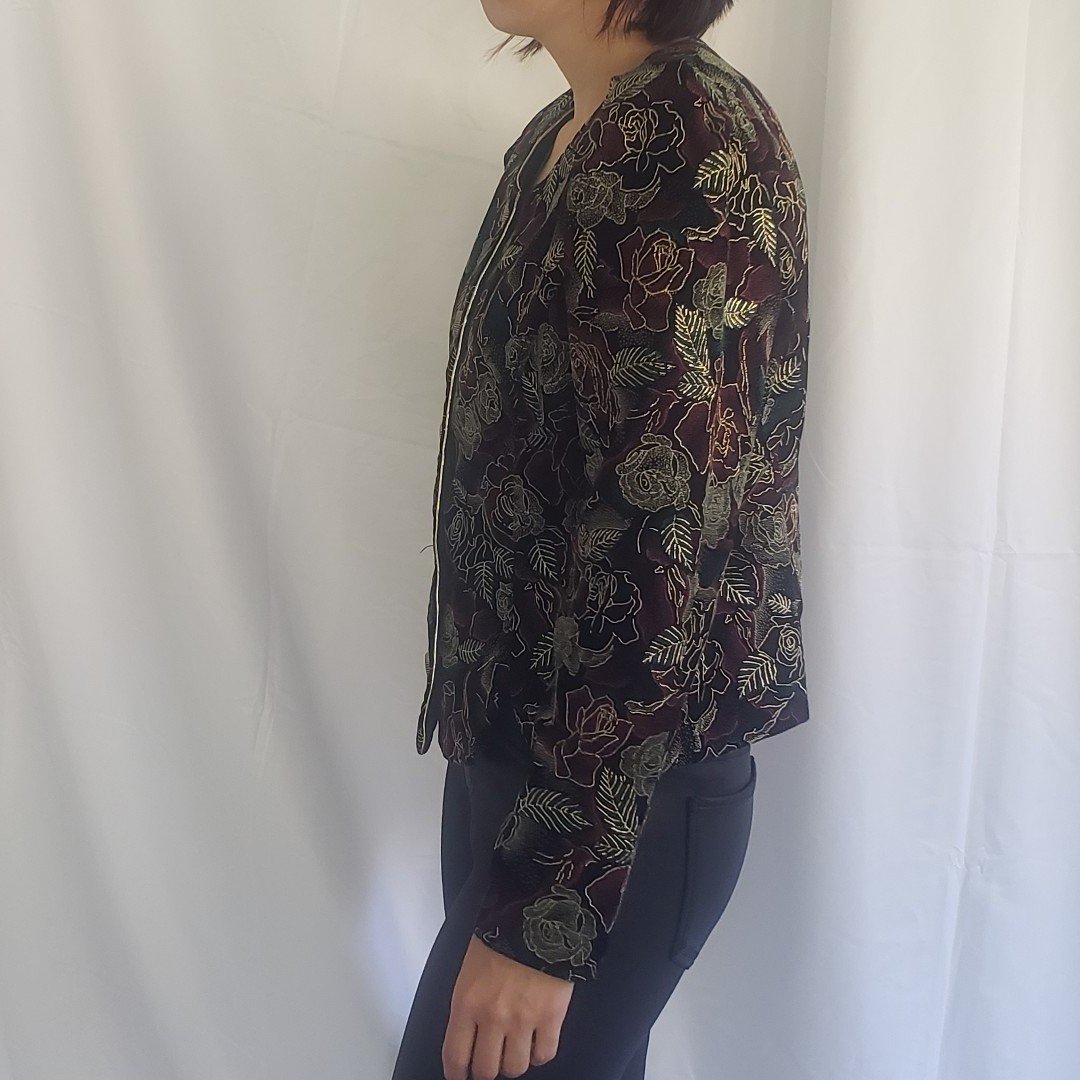 90s Metallic Rose Print Jacket