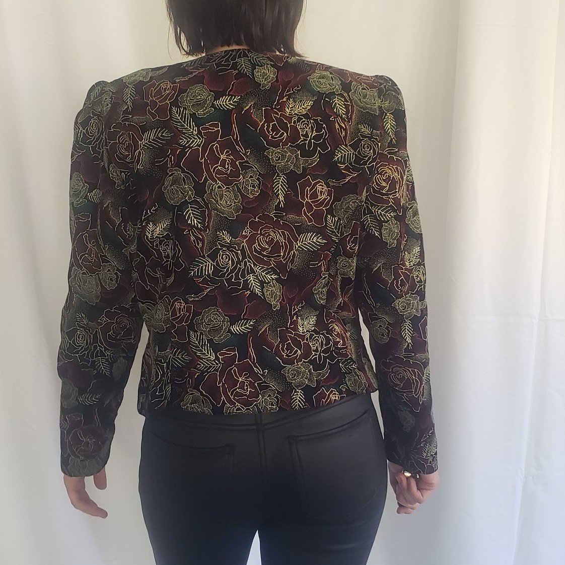 90s Metallic Rose Print Jacket