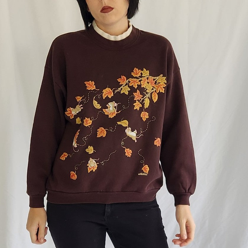 90s/00s Fall Leaves and Mice Sweatshirt