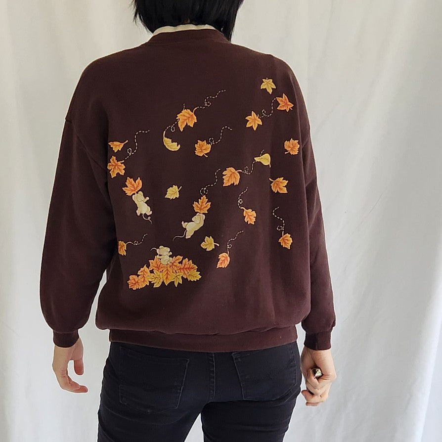 90s/00s Fall Leaves and Mice Sweatshirt